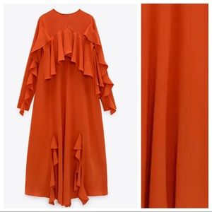 ** on hold **  READ DESCRIPTION . Zara Flowy Ruffled Midi Dress.